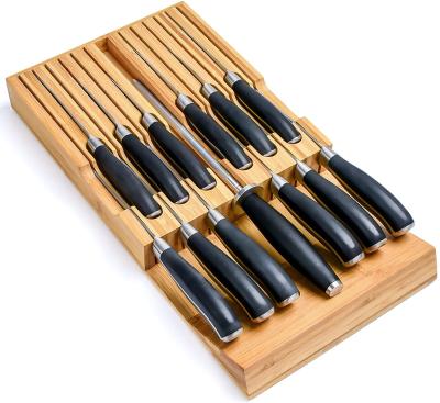 China Sustainable In-Drawer Bamboo Knife Block - Holds 16 Knife Knife Drawer Organizer for sale