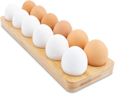 China Viable Bamboo Egg Rack Wooden Bamboo Egg Rack For Counter Top Or Fridge for sale