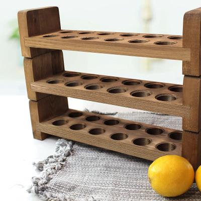 China Sustainable Wooden Egg Rack Countertops Stackable Egg Rack For Fresh Eggs for sale