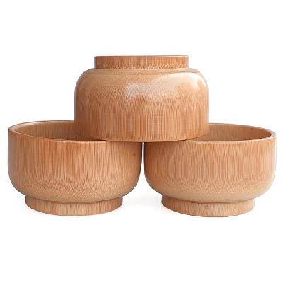 China Sustainable Natural Handcrafted Wooden Bamboo Soup Bowl Round Spice Dip Instrument Set Tool for sale