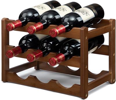 China Bamboo Countertop Wine Rack 9 Tier 3 Bottle Wine Rack 8 Bottle Bamboo Wine Rack for sale