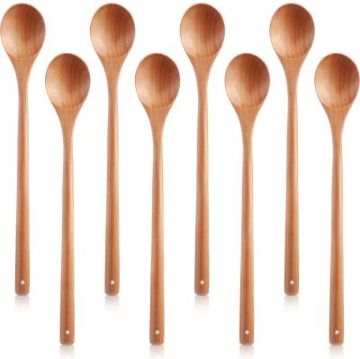 China Long Handle Wooden Spoons Wooden Soup Spoons Sustainable For Kitchen Stirring And Cooking 13 Inches Long for sale