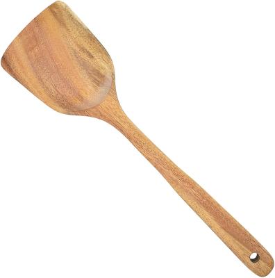 China Sustainable Wooden Natural Teak Spatula Long Wok Spatula Handle Turner for sale