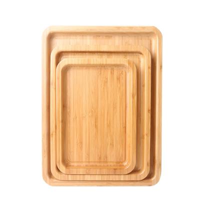 China Rectangular Bamboo Wooden Rolling Bamboo Tray Eco-friendly Bamboo Wooden Fruit Tray Japanese Style Household Tea Tray for sale