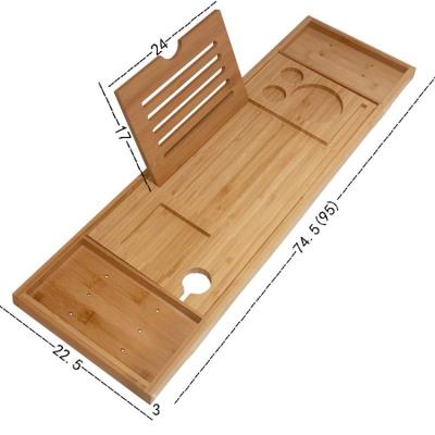 China Nature Sustainable Wooden Bathroom Bamboo Bath Cart With Cup Holder And Serving Tray for sale