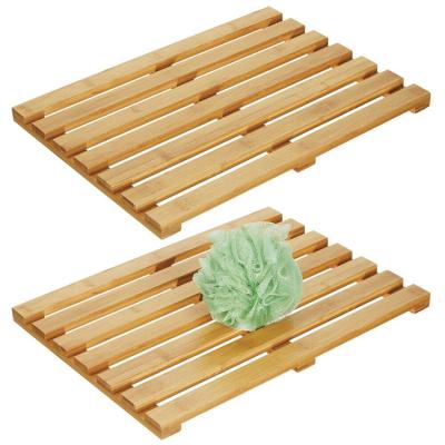 China Sustainable Modern Wooden Square Bamboo Shower Mat Bath With Non Slip By Manufacturer for sale