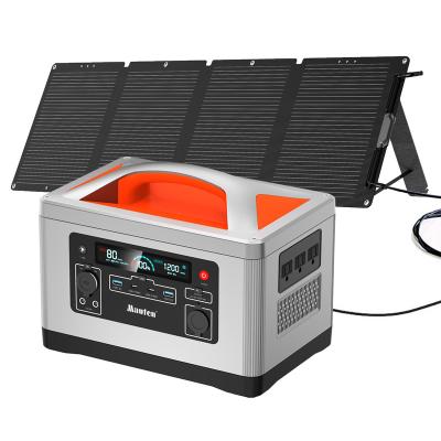 China Type C Portable Power Station with Foldable Solar Panel 1200W 1000Wh 110V for Outdoor Home RV Lifepo4 Battery Customized for sale