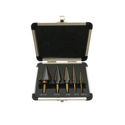 China Drilling Holes For Set 5pcs Set 5pcs Three Inch Flats Shank Straight Flute HSS Step Steel Drill Bits For Metal Sheet for sale