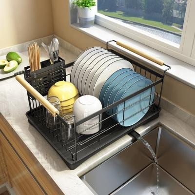 China Durable Rust Proof Above Sink Dish Drying Rack 2 Tier 2 Layers 201 Stainless Steel Double Metal For Kitchen Countertop Dish Drainer Rack for sale