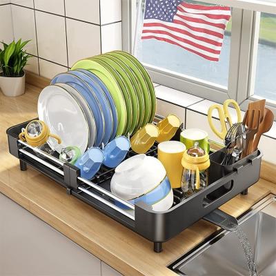 China Viable Dish Rack Kitchen Countertop Drying Dish Drainers Rack Large Stainless Steel Strainers Over Sink Drying Rack Rack Organizer for sale