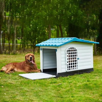 China Viable Doghouse Indoor Outdoor Waterproof Air Doghouse Plastic Pet Shelter Crate Kennel With Air Vents And Raised Floor for sale