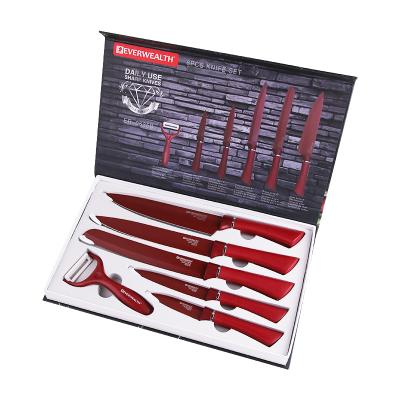 China 6pcs Exclusive Stainless Steel Gift Box Knife Set Kitchen Knife Viable Non-Stick Coating Set for sale