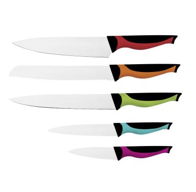 China EVERWEALTH 5PCS Sustainable Kitchen Knife Set With Colorful Plastic Handle - Stainless Steel Chef Knife Set for sale