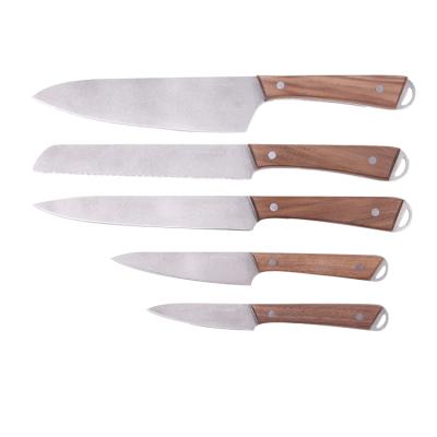 China Viable hot sale 3CR13 stainless steel knife set wooden handle kitchen knives set chef knife for sale