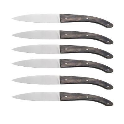 China M009 Viable Set 4pcs/6pcs Steak Knife And Fork Set With Black Pakka Wood Handle With Wax for sale