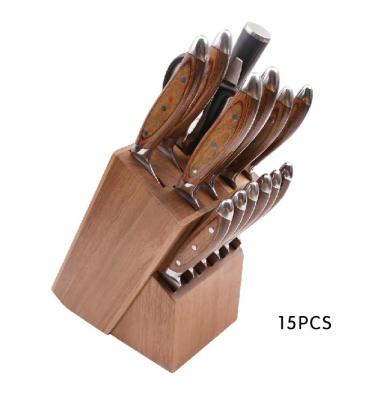 China Sustainable Knife Block Set With Kitchen Chef Knife And Kitchen Knife Block With Wooden Handle for sale