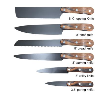 China Yangjiang Viable Factory Black Oxide Coating Stainless Steel Kitchen Cleaver Cleaver Cutting Knife Set for sale