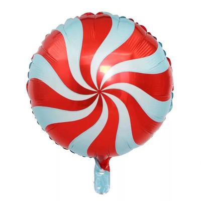 China Environmentally Friendly 2022 New Helium Foil Swirl Red Peppermint Party Decoration Aluminum Foil Candy Balloon for sale