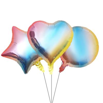 China Environmentally Friendly High Quality 18 Inch Gradient Star Heart Round Shape Helium Foil Balloon for sale