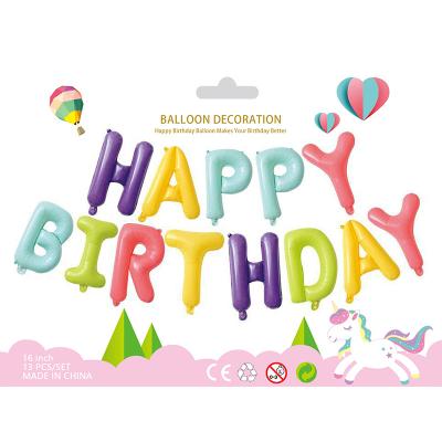 China Environmentally Friendly 16 Inches Party Decoration Happy Birthday Letter Aluminum Foil Balloon For Birthday Party Decoration for sale