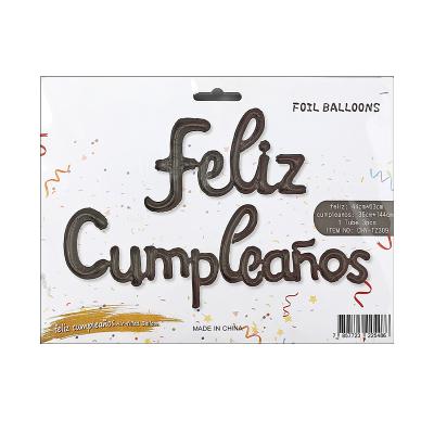 China Environmentally Friendly Happy Birthday Theme 16 Inch Spanish Feliz Cumpleanos Sets Foil Letter Balloon for sale