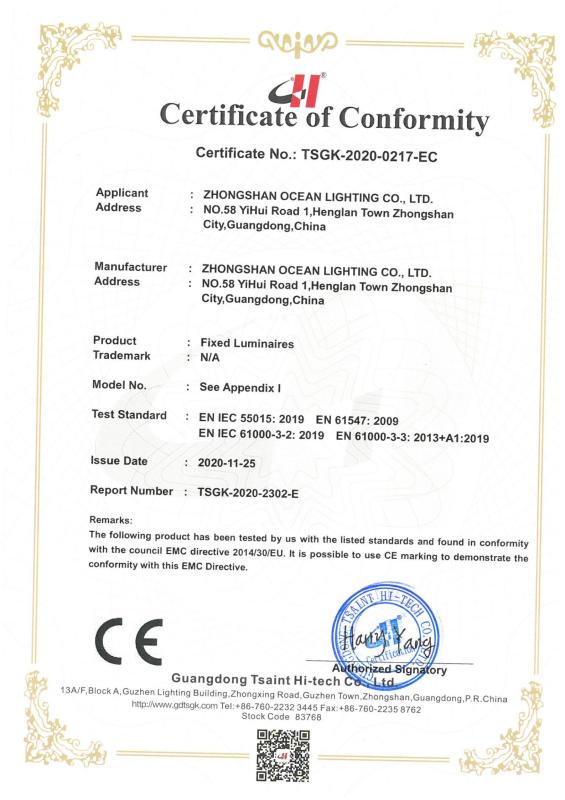 CE - Zhongshan Ocean Smart Lighting Co., Ltd.