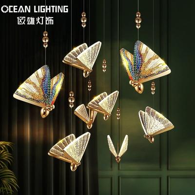 China Modern Indoor Acrylic Butterfly Gold Shape Metallization S LED Lamp Ocean Pendant Lighting for sale