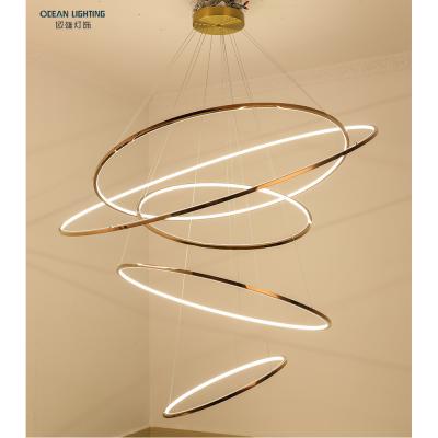 China Modern Hotel Living Room Lamp Ocean Lighting Gold Rings DIY Customization Pendant Lamp for sale