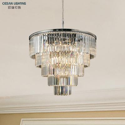 China Modern Decorative Fixture Hanging Luxury Ring LED Pendant Lamp Around Crystal Chandelier Modern Indoor Lighting for sale