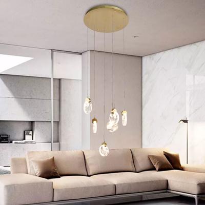 China Nordic Modern Hanging Metal Lights Nordic Round Crystal LED Pendnat Modern Hotel Indoor Custom Bedroom Lighting Chandelier Lamp for sale