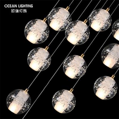 China Modern Ocean Lamp Hotel Gold LED Modern Round Bubble Crystal Pendant Lamp Chandelier Lighting for sale