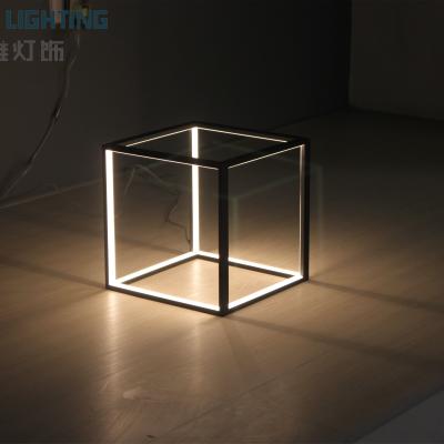 China Modern Bedside CubeTable Square Home Hollow Bedroom Desk Lamp Noedic Gold Bed Side LED Table Lamps Gold Bedside Study for sale