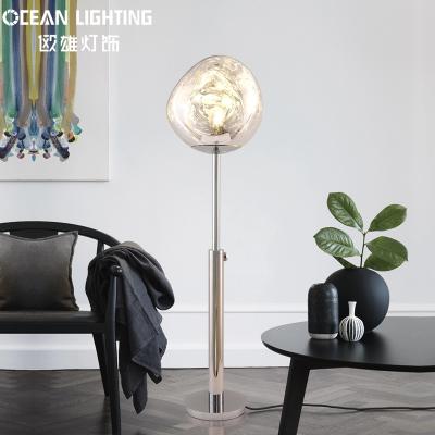 China Simple Indoor Modern Nordic Silver Color Glass Floor Lamp Corner Design Floor Stand Creative Floor Stand Lighting for sale