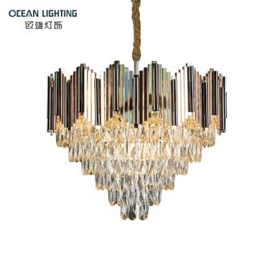 China Decorative Hanging Gold LED Crystal Modern Luxury Chandelier Lighting Modern Round Nordic Hotel Lights for sale