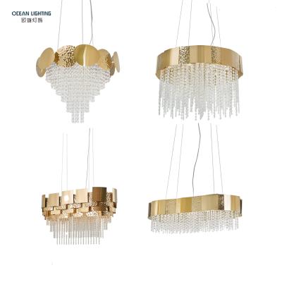 China Modern Kitchen LED Crystal Chandelier Light Fixture Modern Golden Bathroom Long Hanging Pendant Lighting for sale