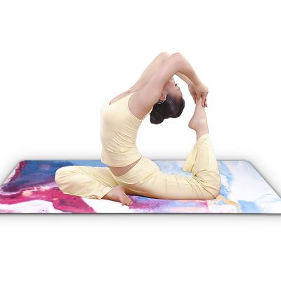 China 2021 anti slip eco non slip printing color pattern custom private label closed cell natural rubber PU yoga mat for sale