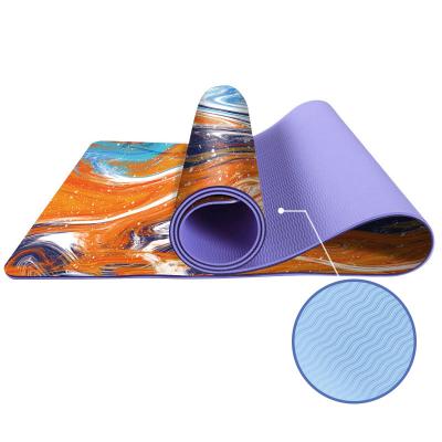 China Best Anti Slip Non Slip Custom Print Patterned Eco Strip Yoga Mat For Beginner for sale