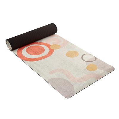 China Non-slip Custom Printed Material Stripe Suede Anti-Slip Yoga Mat Customized Thickness Suede Printing Yoga Mat Fitness Suede Mat for sale