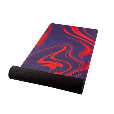 China Non-slip Custom Printed Material Stripe Suede Anti-Slip Yoga Mat Customized Thickness Suede Printing Yoga Mat Fitness Suede Mat for sale