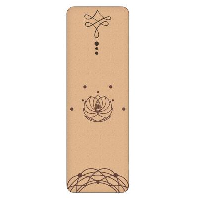 China Yoga Fitness trainning Non-slip Line Cork Yoga Mat Eco-friendly Natural Mat Fitness Mats Custom Strip Cork Yoga Position for sale