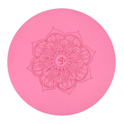 China Non-slip Natural Round Custom Design Rubber Printed PU Meditation Yoga Mat for sale