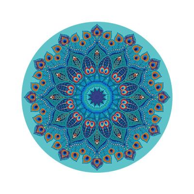 China Non-slip Natural Round Custom Design Rubber Printed PU Meditation Yoga Mat for sale