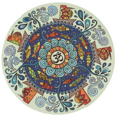 China Non-slip Natural Round Custom Design Rubber Printed PU Meditation Yoga Mat for sale