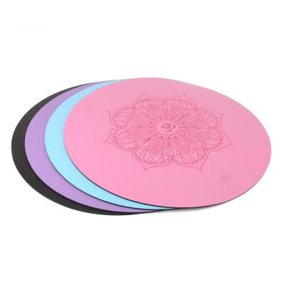 China Non-slip Natural Round Custom Design PU Meditation Rubber Printed Yoga Mat Purple Color for sale