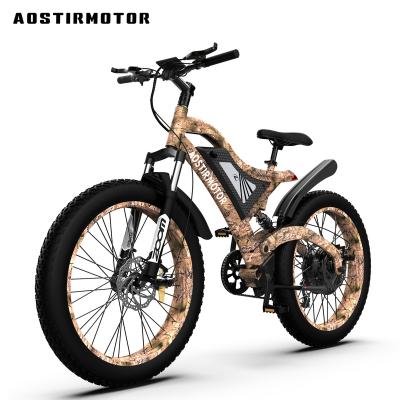 China EU warehouse AOSTIRMOTOR 48v 14ah 1500w aluminum alloy mountainfat tire ebike electric bicycle diss brake folding foldable electric bicycle for sale