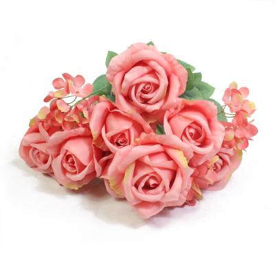 China Wedding Flower Arrangements Artificial Bridal Wedding Bouquet of Rose and Hydrangea Flower Arrangements for sale