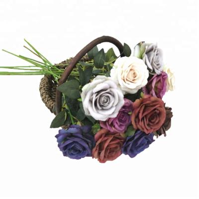 China Natural Touch Tianjin Lusia Rose Artificial Flowers Simple Decoration Flower Rose Autumn Color for sale