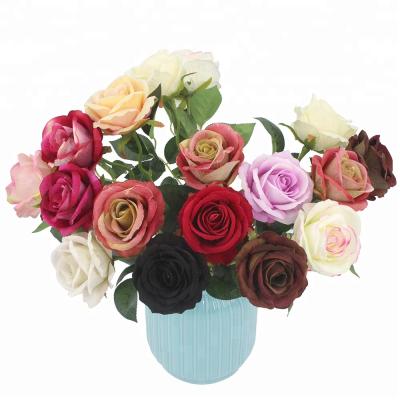 China Factory direct wholesale beautiful red rose porcelain artificial flower stem decoration artificial flower for sale