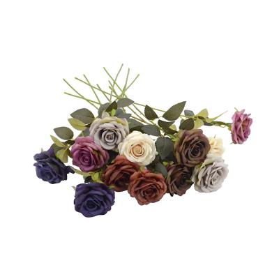 China Wholesale Decoration Single Head Artificial Flower Rose Silk Fabric for sale