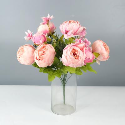 China Wedding Decoration Artificial Silk Flowers Bouquet Vintage Peony Home Wedding Decoration for sale